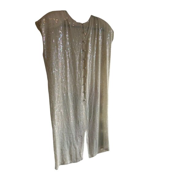 Vintage Sequin Floral & Bird Embellished Dress With Button Back Closure - Picture 6 of 8